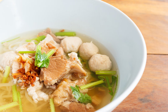 rice noodles soup with pork