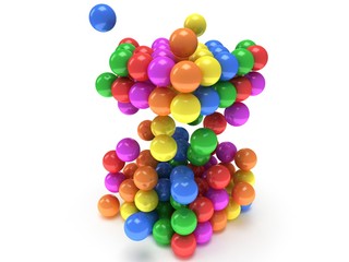 Orbs block. Assembling concept. On white.