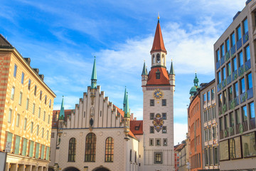 Fototapeta na wymiar Munich, Old Town Hall with Tower, Bavaria, Germany