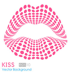 Feminine mouth,colorful  lips. Vector circle color tone dots. © qianqiuzi
