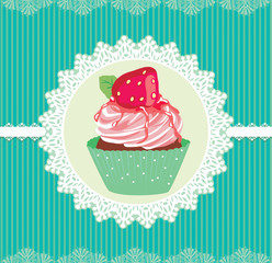 strawberry cupcake green frame