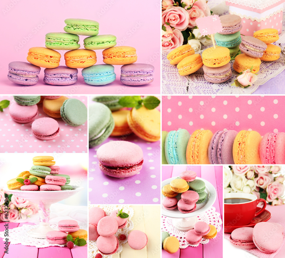 Wall mural Tasty macaroons collage