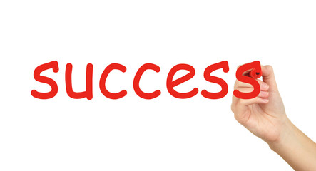 Success hand writing on transparent board