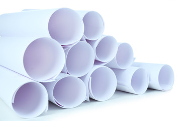 White paper rolls close up