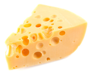 Piece of cheese, isolated on white