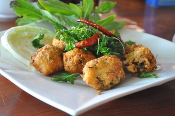 Thai style fried spicy minched pork - Lab moo tod