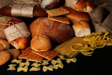 Tasty flour products close up