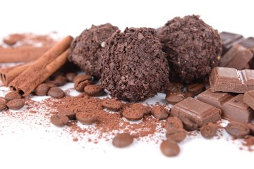 Delicious chocolates close-up