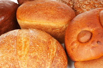 Different types of bread close up
