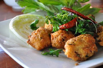Thai style fried spicy minched pork - Lab moo tod