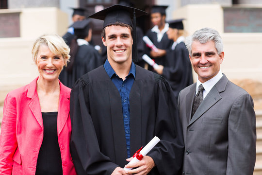 Male College Graduate And Parents