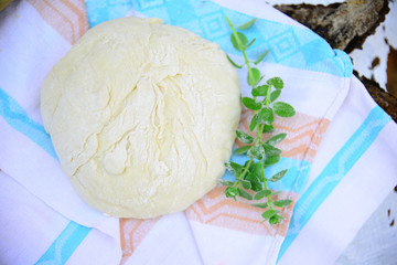 Rolled-out dough and olive oil