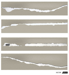 Collection of torn papers on white background, vector - obrazy, fototapety, plakaty