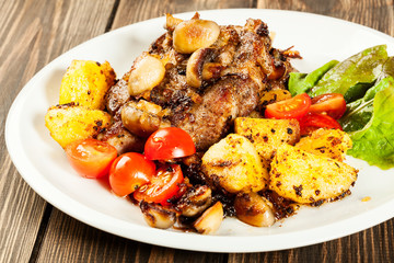 Fried pork chop with mushrooms