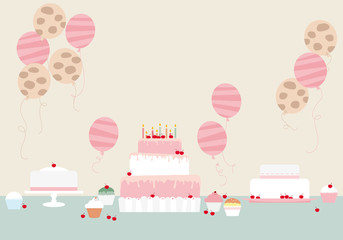 Cakes and balloons