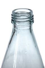 Transparent bottle neck over white