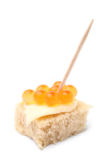 Canape with red caviar