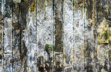 Vertical colour image of dirty brick wall