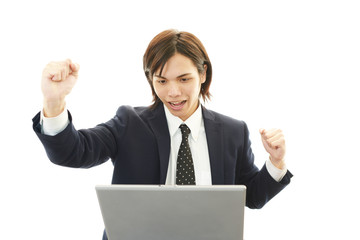 ガッツポーズのビジネスマン