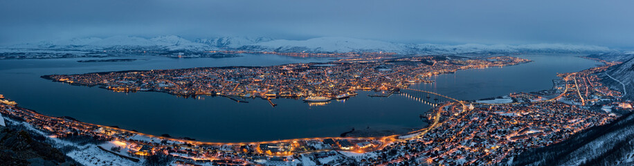 Panorama Tromso in Norway at night
