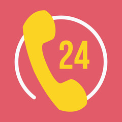 Vector 24 Hours Customer Service Icon