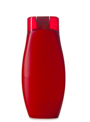 Red cosmetics bottle