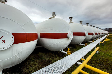Big oil tanks in a refinery