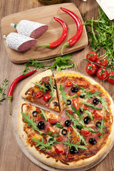 Pizza peperoni on plate