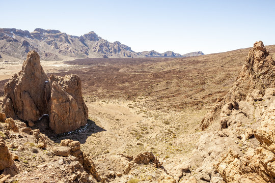 beautiful scenic view of the teide national park desert in tener
