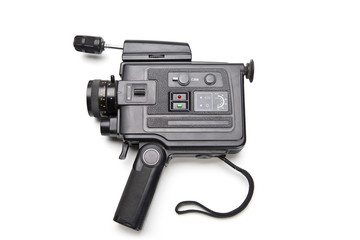 Old film camera, on a white background