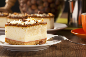 cheesecake with nuts on plate