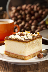cheesecake with nuts on plate
