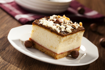 cheesecake with nuts on plate