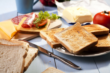 Breakfast with a toasted bread