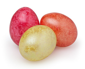Three easter eggs isolated on white with clipping path