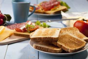 Breakfast with a toasted bread