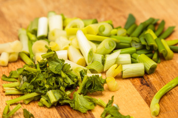 Sliced vegetables - green onions and parsley