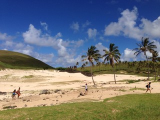 Moai Beach Passo Oscuro Rapa Nui Easter Island