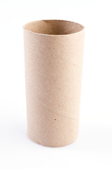 Empty toilet paper roll isolated on white background