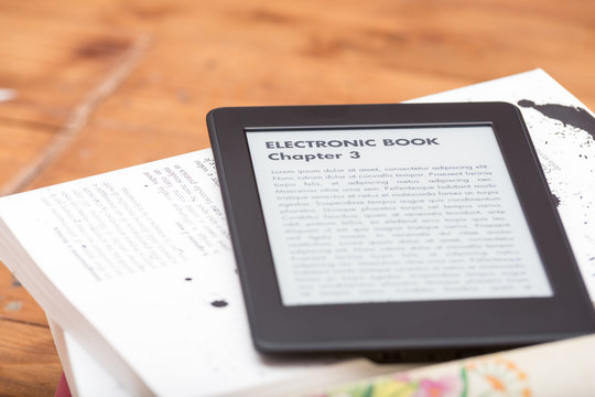Close up of an e-book reader