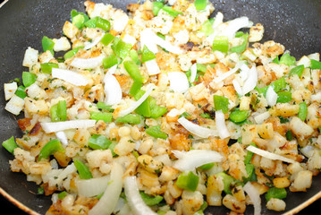 Cooking Home Fries with Onions and Green Peppers