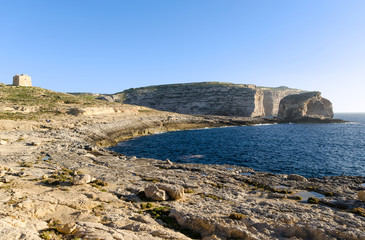 Fungus Rock in Dwejra, Gozo