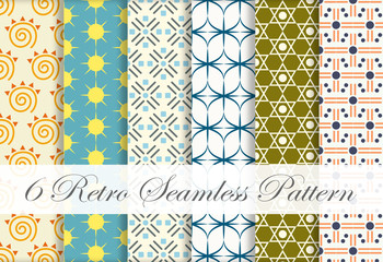 Six in One Retro Seamless Pattern on Classic Style