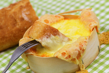 Baked cheese, close up