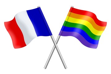 Drapeaux : France et Arc-en-ciel