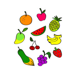 Hand draw Mix fruit vector