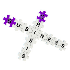 Business crisis 3d puzzle on white background