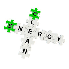 Clean energy 3d puzzle on white background