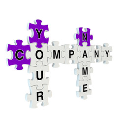 Company name 3d puzzle on white background