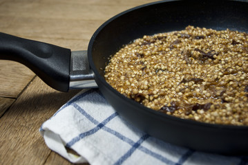 Buckwheat porridge with fruits and peanuts
